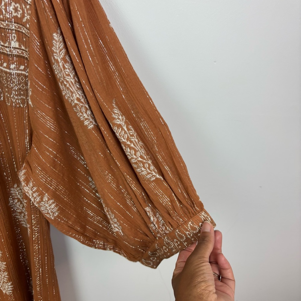 Daughters of India Rust Brown Printed Bohemian Maxi Dress - Picture 8 of 14